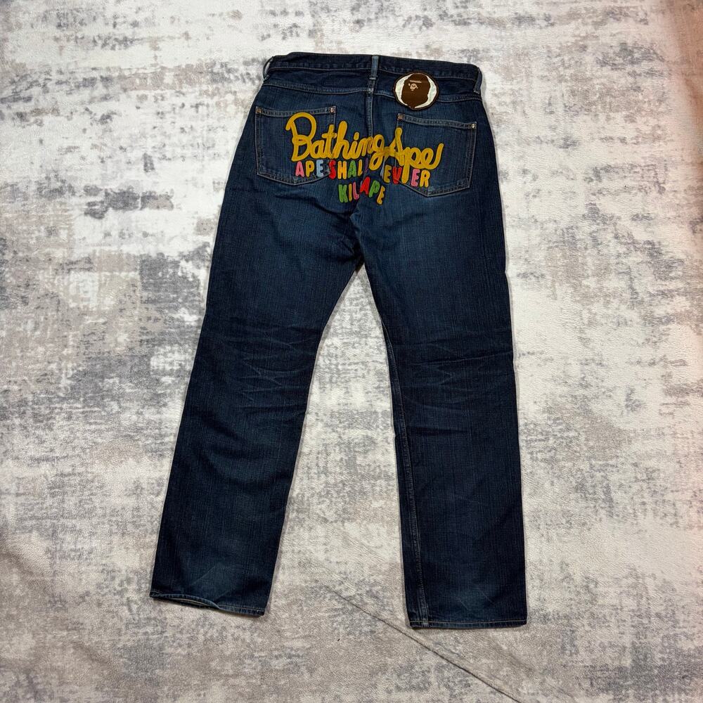 Authentic Bape 2000’s Rainbow Champion Logo Jeans 32